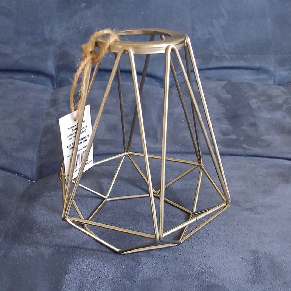 Geometric Brushed Nickel Caged Lamp Shade/Candle Holder